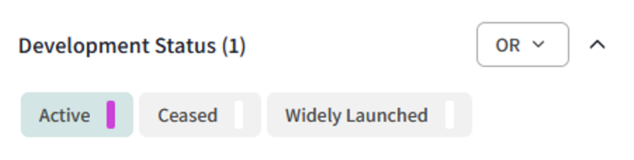 Citeline Drug Development status Filter.png