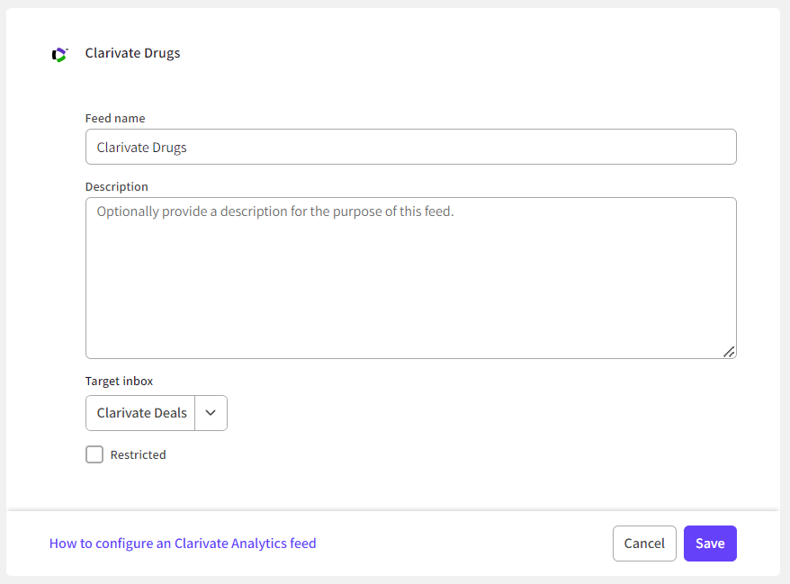 Clarivate Drugs Settings page.png
