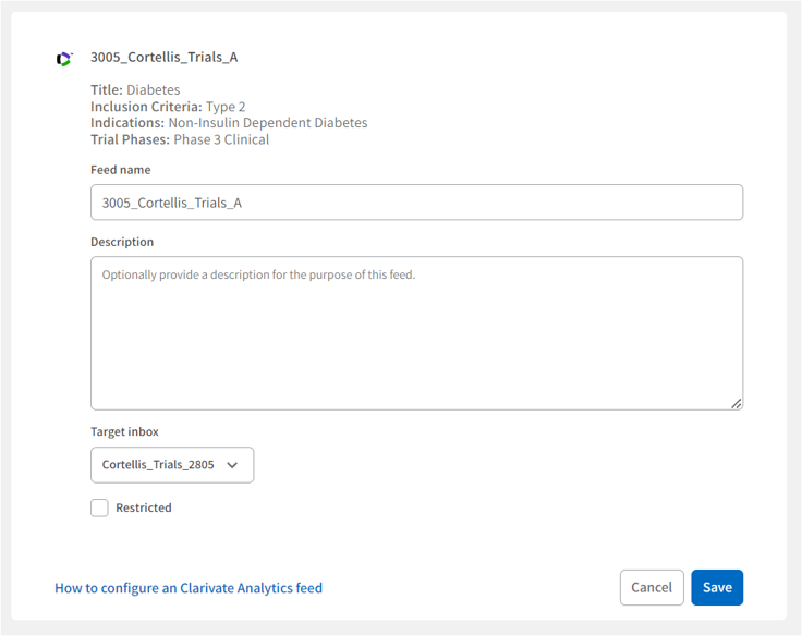 Clarivate Trials Settings page.png